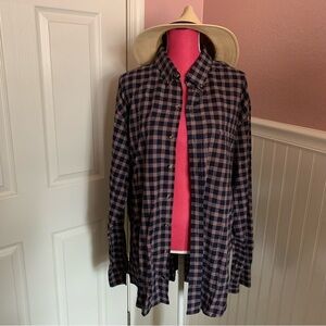 👗IZOD Button Down Collar Men’s Shirt, Navy Plaid size XLT